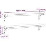  Zidne police 2 kom 100 x 23,5 cm srebrne nehrđajući čelik | shoptok.hr