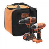 Black & Decker Set akumulatorskog alata 18V bušilica i udarni odvijač u torbi BCK21S1S Black & Decker | ePonuda.com