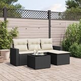Maison Chic Seti vrtnega pohištva - Vrtna garnitura - Vrtni pohištvo set z blazinami 5-delna črna poli ratan, (21795936) | Shoptok.si