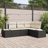 vidaXL 4-delni set zunanjih kavčev z blazinami črno poli ratan, (22093723) | Shoptok.si