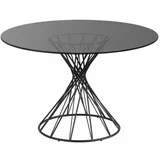Kave Home Crni okrugao blagovaonski stol sa staklenom pločom stola ø 120 cm Niut –