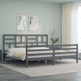  Za krevet s uzglavljem sivi 200 x 200 cm od masivnog drva | shoptok.hr