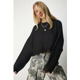 Happiness İstanbul Women's Black Ripped Detailed Knitwear Sweater Cene