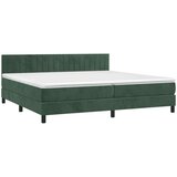  Krevet box spring s madracem LED tamnozeleni 200x200 cm baršun | shoptok.hr