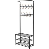 vidaXL Stojalo za Oblačila s Prostorom za Čevlje 68x32x182,5 cm Črno, (20768453) Cene