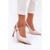 Boto Lacquered Heels With Open Back And Pointed Toes Light Beige Rivori | Shoptok.si