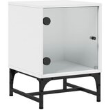 The Living Store Nočna omarica s steklenimi vrati bela 35x37x50 cm - Nočna Omarica, (21453629) | Shoptok.si