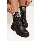 Boto Boots Workers With Jewelry Decoration Insulated Eco Leather Black Miryssa | shoptok.hr