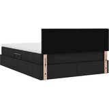 vidaXL Krevet S LED lampica s uzglavljem Crna 140 x 200 cm tkanina | shoptok.hr