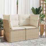 Maison Chic Vrtni kavč - Zunanji kavč z blazinami 2-sedežni bež poli ratan, (22043733) | Shoptok.si