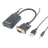 adapter 0.15 m, black, VGA to HDMI, GEMBIRD A-VGA-HDMI-01