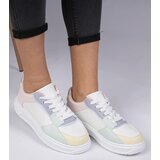 Gemre White and blue faux leather sports sneakers Lavilia | Shoptok.si