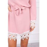 Kesi Dress with lace with a tie at the waist dark pink | shoptok.hr
