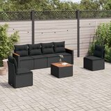  7-dijelni set vrtnih sofa od poliratana s jastucima crni | shoptok.hr