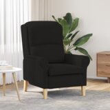 vidaXL Črn Naslanjač Črn Tkaninska obloga z lesenimi nogami | Shoptok.si