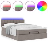  Otomanski krevet s madracem i LED smeđesivi 140x200 cm tkanine | shoptok.hr