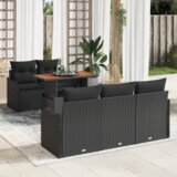 vidaXL 6-dijelni set vrtnih sofa s jastučićima crni poli ratan | shoptok.hr