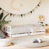 Maison Chic Otroška postelja - Otroški ležaj - Otroški posteljni okvir s predali bel 90x200 cm trdna borovina, (21698380) | Shoptok.si