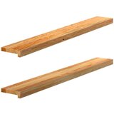 Okenske police 2 kosa svetlo rjava 120x15x2 cm trdna hrastovina | Shoptok.si