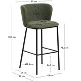 Kave Home Tamno zelena podstavljena barska stolica (visine sjedala 75 cm) Ciselia – | shoptok.hr