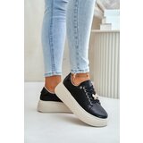 Kesi Women's leather platform sneakers with Vinceza brooch black Cene