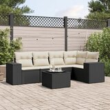 Maison Chic Seti vrtnega pohištva - Vrtna garnitura - Vrtni pohištvo set 6-delna z blazinami črna poli ratan, (21805313) | Shoptok.si