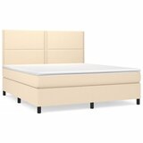 vidaXL Box spring postelja z vzmetnico krem 180x200 cm blago, (20895272) Cene