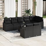 vidaXL Vrtna kavčna garnitura Set 9 Črna Ratan, Poliester Zunanji kavč | Shoptok.si