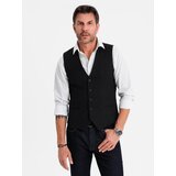 Ombre Men's suit vest with classic detailing and lining - black | ePonuda.com