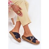 Inblu Women's Leather Slippers With Buckle Dark Blue | shoptok.hr