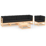 The Living Store Vrtna sedežna garnitura 6-delna z blazinami trdna borovina - Vrtna Sedežna Garnitura, (21479515) | Shoptok.si