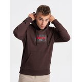 Ombre Men's Classic Printed Kangaroo Sweatshirt - Dark Brown Cene