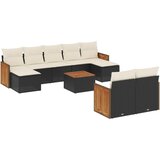  10-dijelni set vrtnih sofa s jastucima crni od poliratana | shoptok.hr