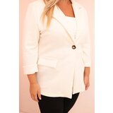 Kesi Włoski Women's Plus Size viscose blazer with long sleeves and collar ecru | shoptok.hr