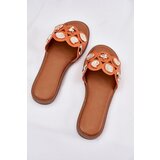 Boto Women's Flat Sandals With Golden Pins Orange Nalothiel | shoptok.hr