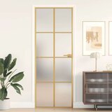 vidaXL Sobna vrata tanka zlatna 76x201 5 cm kaljeno staklo i aluminij | shoptok.hr
