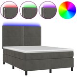  box spring s madracem LED tamnosivi 140x200 cm baršun | shoptok.hr