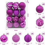  Set božićnih kuglica 36 kom. Lila 6 cm Polistiren | shoptok.hr
