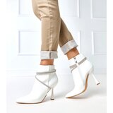 Gemre White stiletto ankle boots adorned with rhinestones Fantagaro | Shoptok.si
