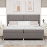 vidaXL Postelja z vzmetnico in LED Taupe 200x200 cm Tkanina, (22049180) | Shoptok.si