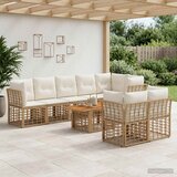  Sjedeća garnitura za vrt 9 kom. Prirodna i krema bijela | shoptok.hr