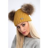 Fasardi Mustard hat with pompoms for winter Cene