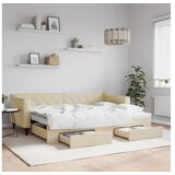 vidaXL Izvlečna dnevna postelja s predali krem 80x200 cm bla | Shoptok.si
