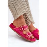 Boto Ladies Slippers With Buckles And Decorative Trimming Fuchsia Visley | Eponuda.ba