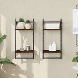  Zidne police s prečkama 2 kom smeđa boja hrasta 30x25x65 cm | shoptok.hr