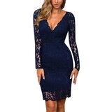 Fenzy Elegantna Uska Čipkasta Haljina Madily, Tamnoplava | shoptok.hr