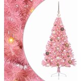 vidaXL Umjetno predsvijetljeno božićno drvce Ružičasta 120 cm PVC | shoptok.hr