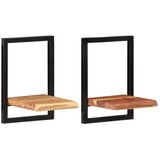  Zidne police 2 kom 25 x 25 x 35 cm masivni bagrem i čelik | shoptok.hr