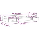  S uzglavljem s ladicama Betonska siva 75 x 190 cm Konstruirano drvo | shoptok.hr