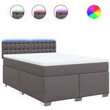 vidaXL Box spring postelja z vzmetnico siva 140x200 cm umetno usnje | Shoptok.si